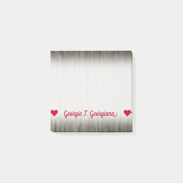Post-it® Nom personnalisable ; Motif en bois de regard de (Devant)