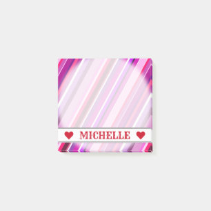 Post-it® Nom personnalisable - Motif Pink, Purple Stripes