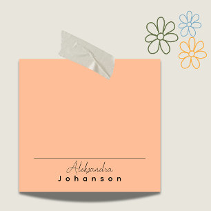 Post-it® Nom Personnalisable Simple Minimal Sur Peach Orang