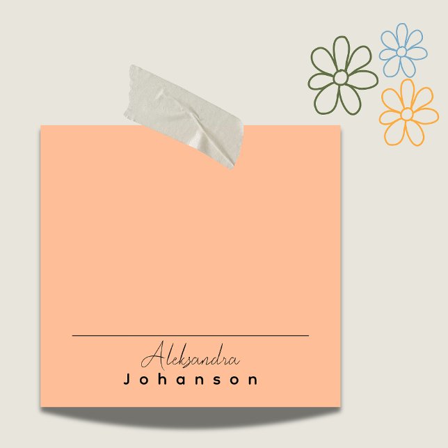 Post-it® Nom Personnalisable Simple Minimal Sur Peach Orang (Créateur téléchargé)