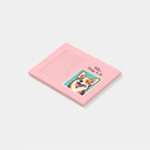Post-it® Nom personnalisé Corgi Pop Art Coloré