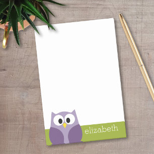 Post-it® Nom personnalisé de la chouette de caricature Purp