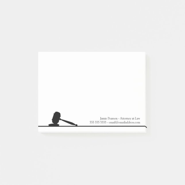 Post-it® Nom personnalisé de l'avocat noir et blanc (Devant)
