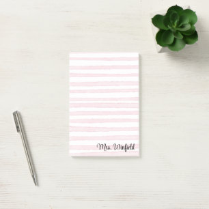Post-it® Nom personnalisé de professeur Lignes roses