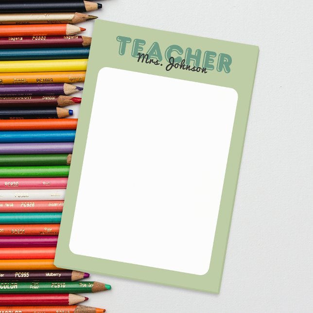Post-it® Nom personnalisé Enseignant vert (Custom Name Green Teacher Post-it Notes)
