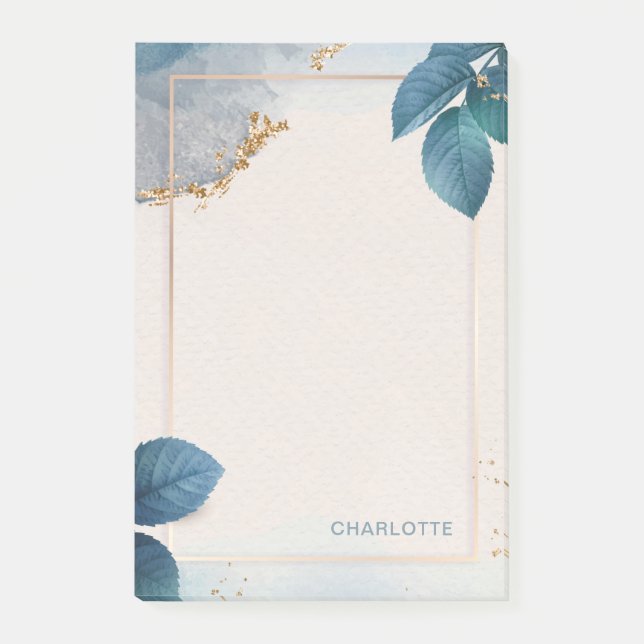 Post-it® Nom personnalisé Gold Parties scintillant Floral A (Devant)