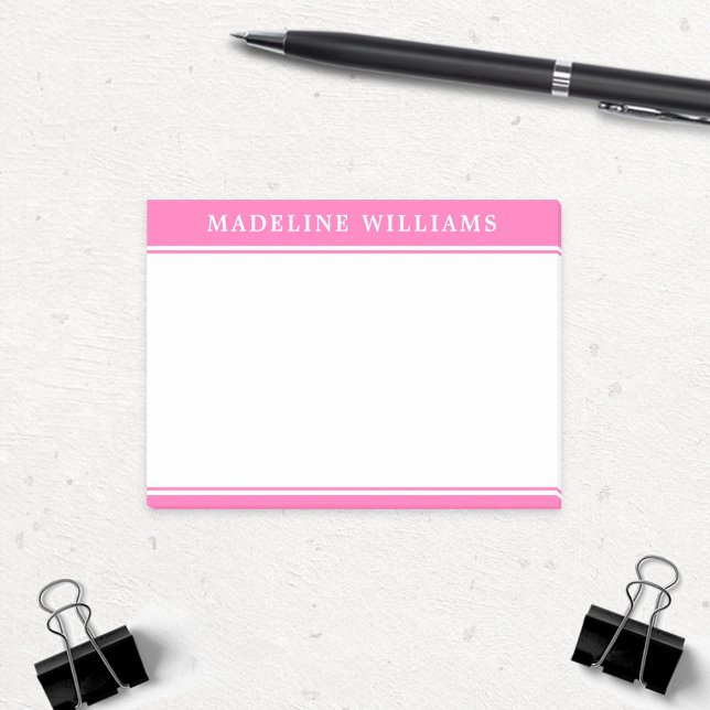 Post-it® Nom personnalisé Hot Pink Post Notes (Créateur téléchargé)
