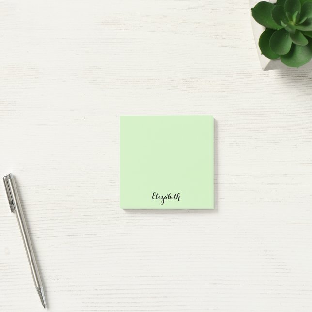 Post-it® Nom personnalisé Lumière Vert Accueil Bureau Affai (Personalized Name Light Green Home Office Business Post-it Notes)