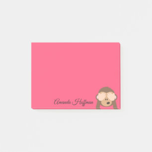 Post-it® Nom personnalisé   Mignons Emoji singe