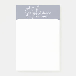 Post-it® Nom personnalisé minimaliste bleu-gris et blanc