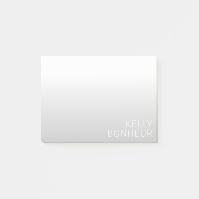Post-it® Nom personnalisé moderne | Gradient gris (Devant)