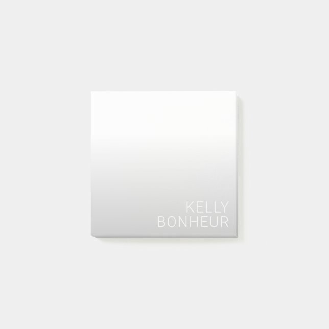 Post-it® Nom personnalisé moderne | Gradient gris (Devant)