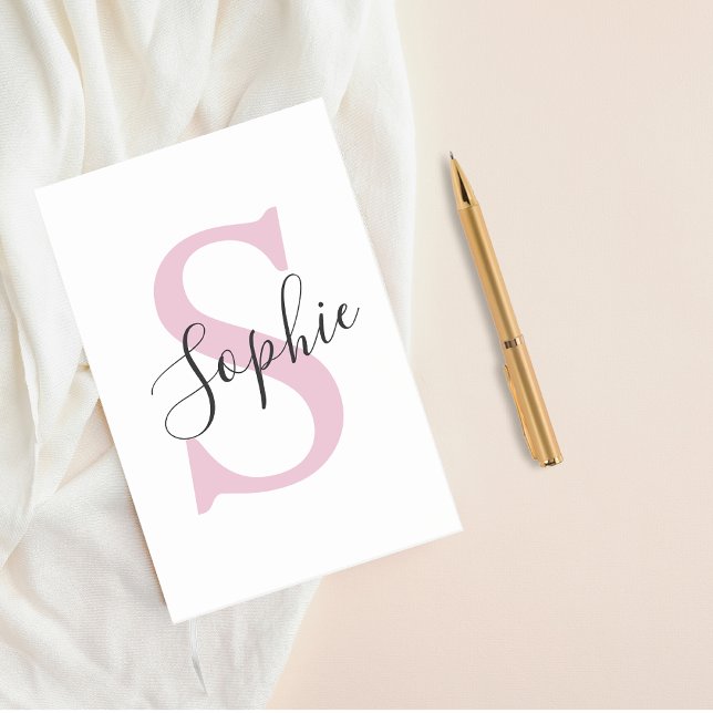 Post-it® Nom personnalisé moderne Monogramme rose (Créateur téléchargé)