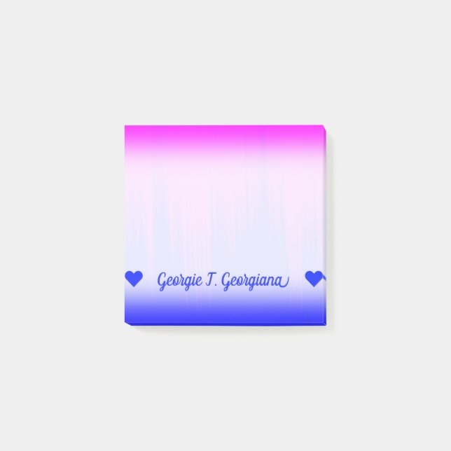 Post-it® Nom personnalisé; Motif Blue and Magenta Streaks (Devant)