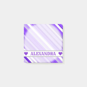 Post-it® Nom personnalisé - Motif rayé violet et blanc