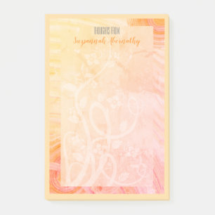 Post-it® Nom personnalisé Pastel Orange Rose Jaune Floral