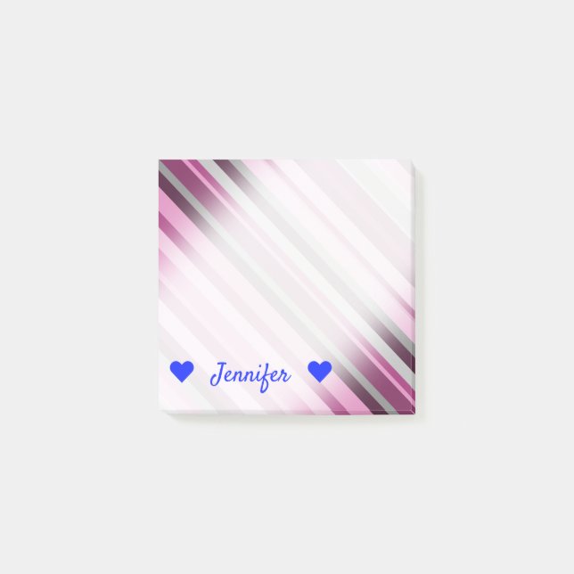 Post-it® Nom personnalisé + Pink/Purple/Grey Notes (Devant)