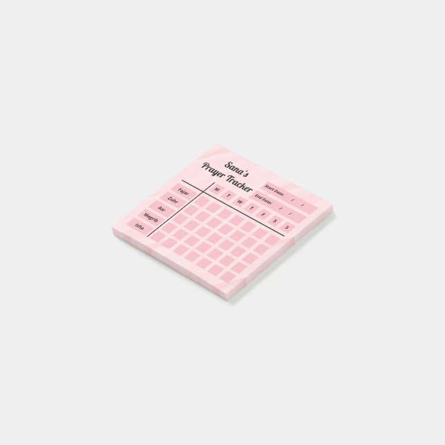 Post-it® Nom personnalisé | Salah/Prayer Tracker Hebdomadai (Incliné)