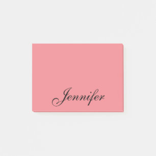 Post-it® Nom personnalisé Script moderne Coral rose