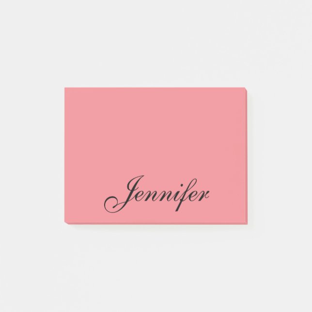 Post-it® Nom personnalisé Script moderne Coral rose (Devant)