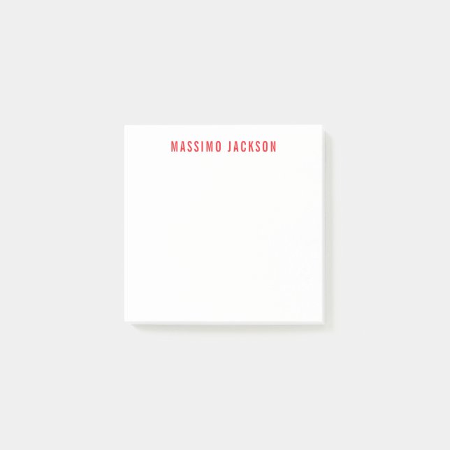 Post-it® Nom propre décoration chic simple rouge blanc (Devant)