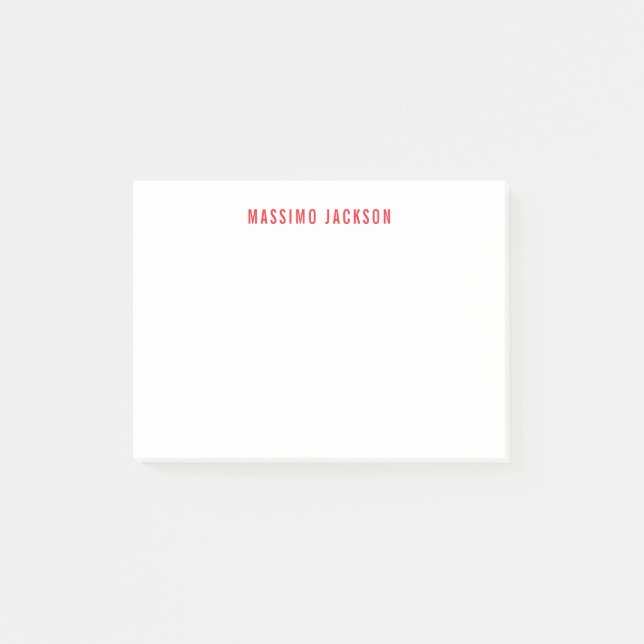 Post-it® Nom propre décoration chic simple rouge blanc (Devant)