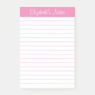 Post-it® Nom rose clair simple et élégant lié Personnalisé