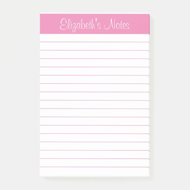 Post-it® Nom rose clair simple et élégant lié Personnalisé (Devant)