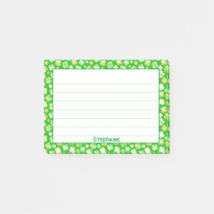 Post-it® Nom : St Patrick's Green/White Shamrock Motif