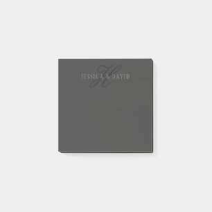Post-it® Noms et monogrammes élégants   Gris foncé et gris 