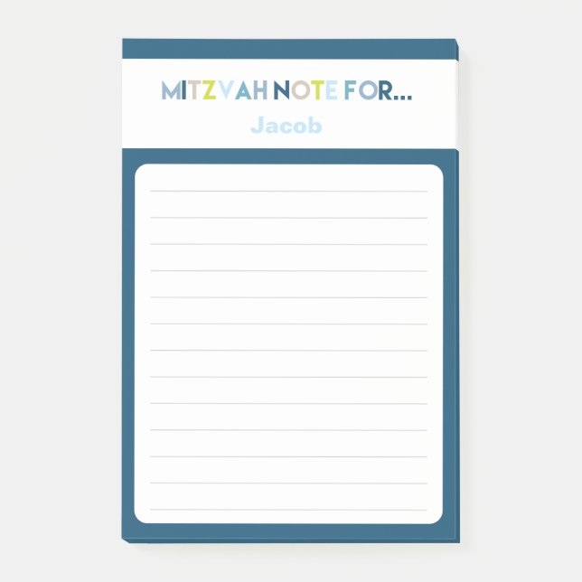 Post-it® Note Blue Mitzvah : Bloc de 4x6 Post-it (Devant)