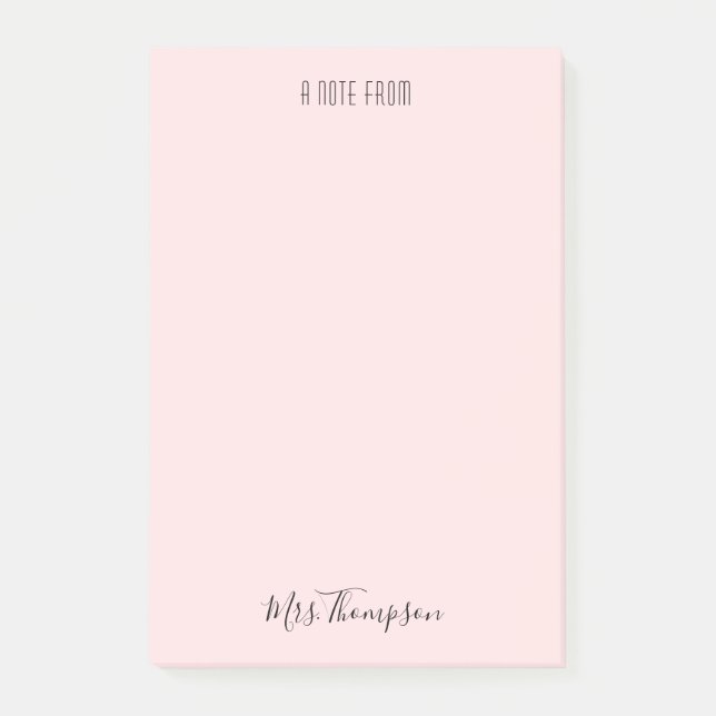 Post-it® Note De L'Enseignant Blush Pink Nom Publier Des No (Devant)