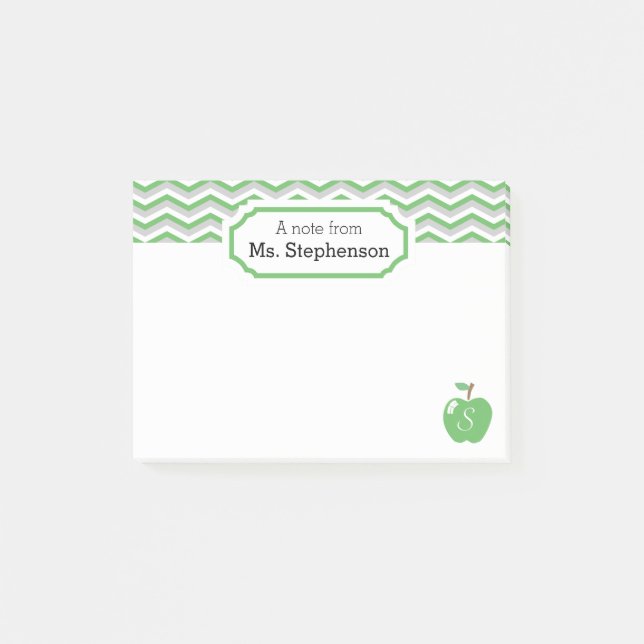 Post-it® Note de l'enseignant Monogramme de pomme de Chevro (Devant)