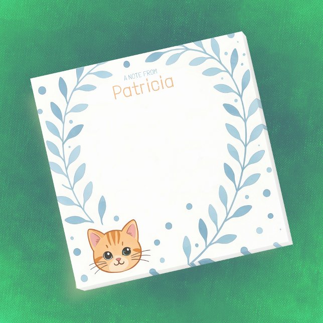 Post-it® Note de Nom Personnalisé avec Adorable Petit Chat  (🐱 Make every note purr-sonal! 💙)