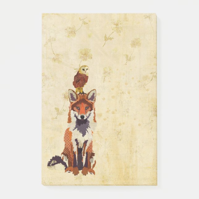 Post-it® Note de post-it de Fox rouge et de hibou (Devant)