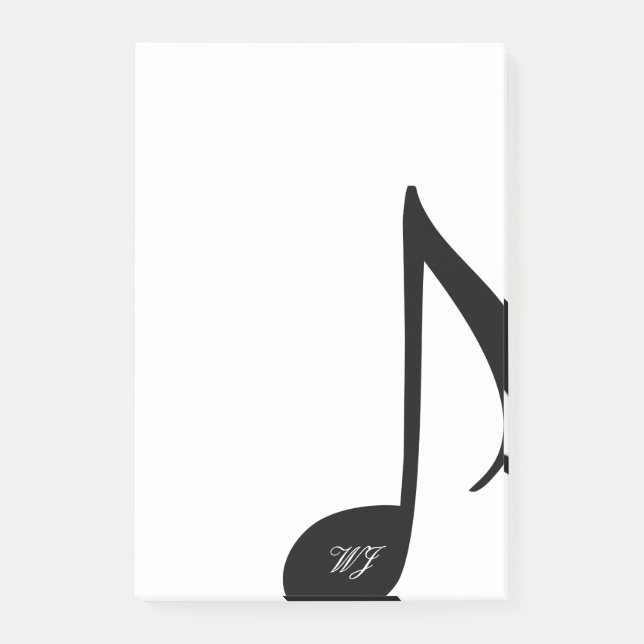 Post-it® Note musicale noire et blanche de monogramme fait (Devant)