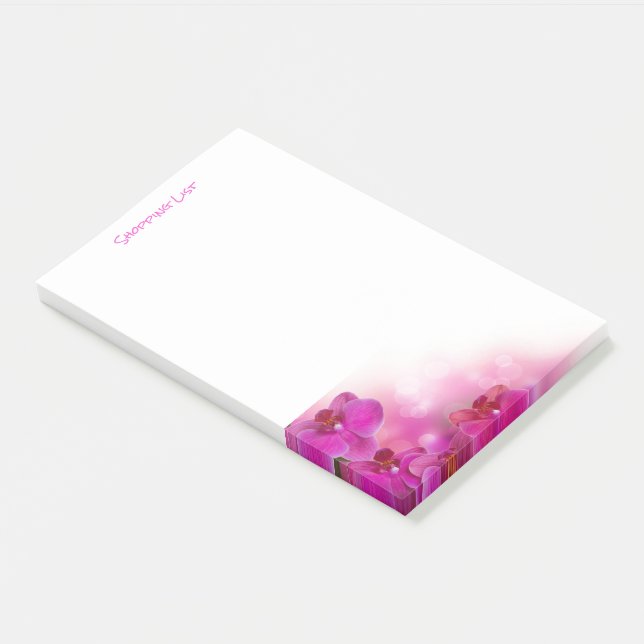 Post It Note Pad Shopping List Orchids (Angled)