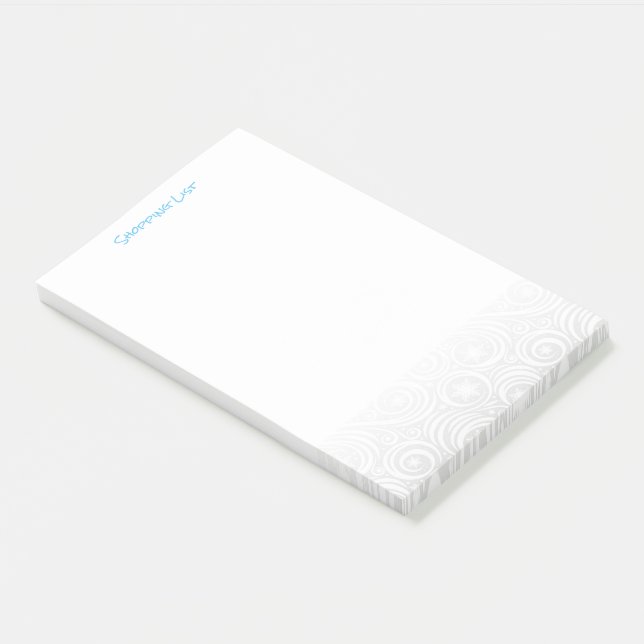 Post It Note Pad Shopping List Wintery Swirls (Angled)