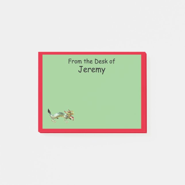 Post-it® Note post-it - Dragon et frontière rouge (Devant)