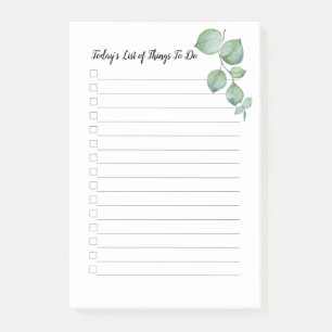 Post it Notes 4"x6" Green Vines Things To Do List