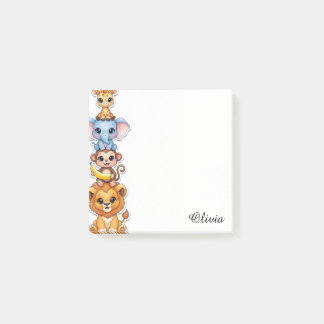 Post-it® Notes adhésives aquarelle d'animaux de safari à no