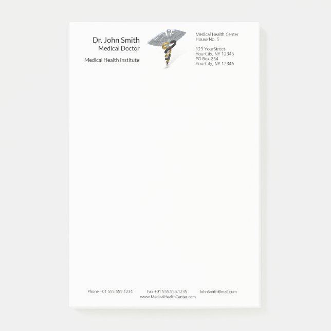 Post-it® Notes argentées Médicales de Courrier-it® d'or de (Devant)
