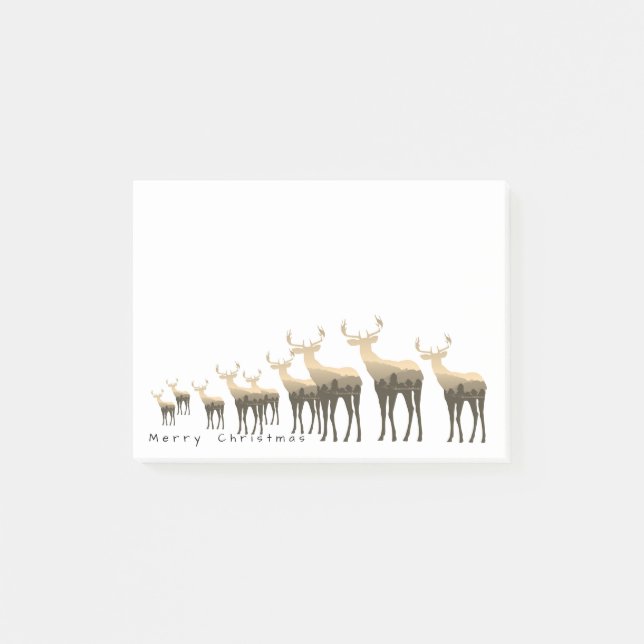 Post-it-Notes-Brown Tones Deer Merry Christmas Post-it Notes (Front)