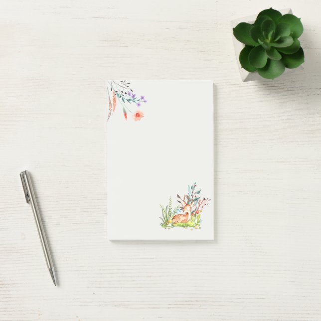Post-it Notes Cerfs et Fleurs (Bureau)