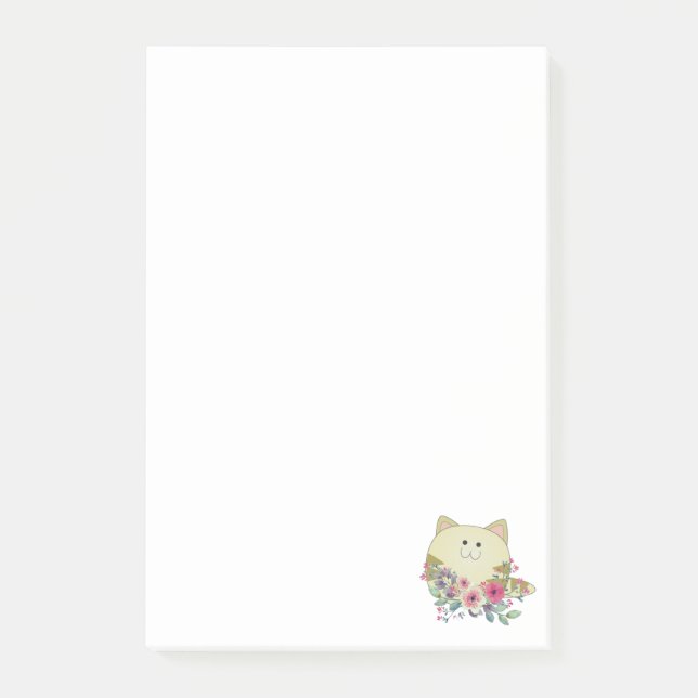 Post-it Notes Chat Fantaisiste Floral (Devant)