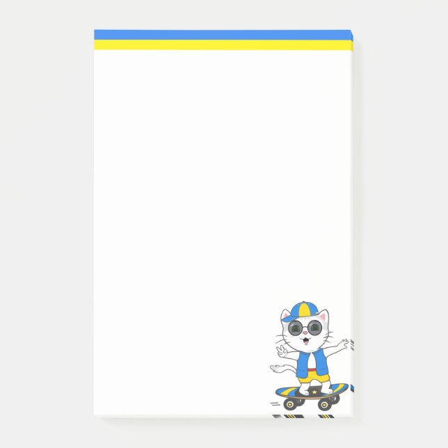 Post-it Notes Chat Patineur Mignon (Devant)