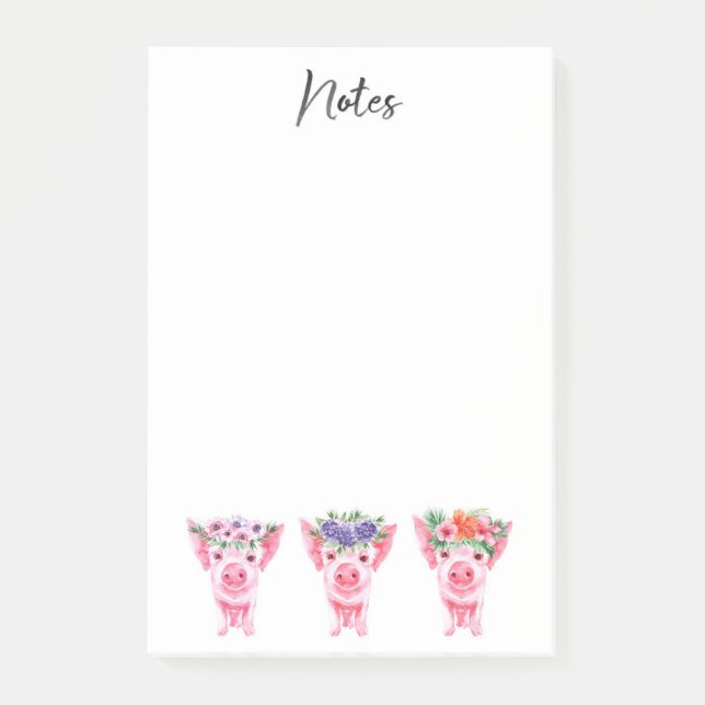 Post-It Notes Cochons Floraux (Devant)
