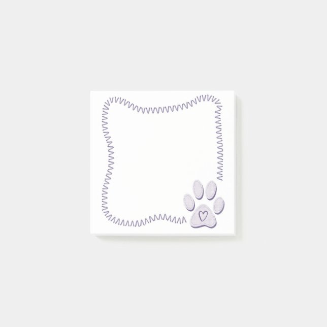 Post-It Notes Cœur Empreinte de Patte de Chien (Devant)