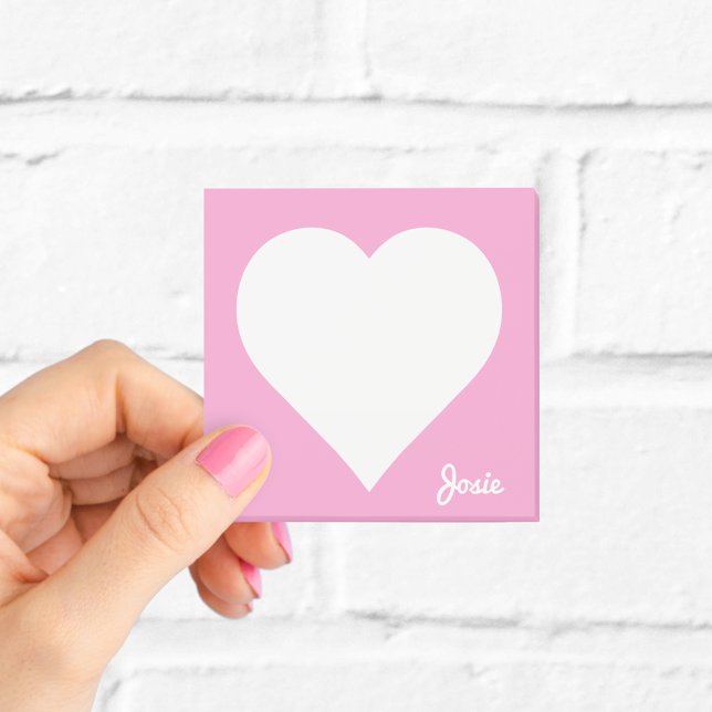 Post-it Notes Cœur Rose avec Nom (Créateur téléchargé)