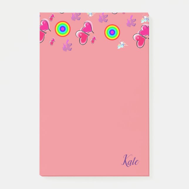 Post-it Notes Cœurs Roses (Devant)